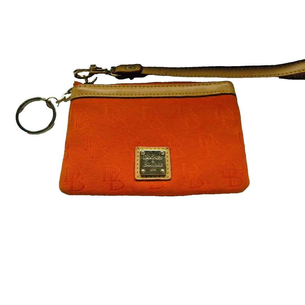 Dooney & Bourke burnt orange signature canvas wristlet in EUC